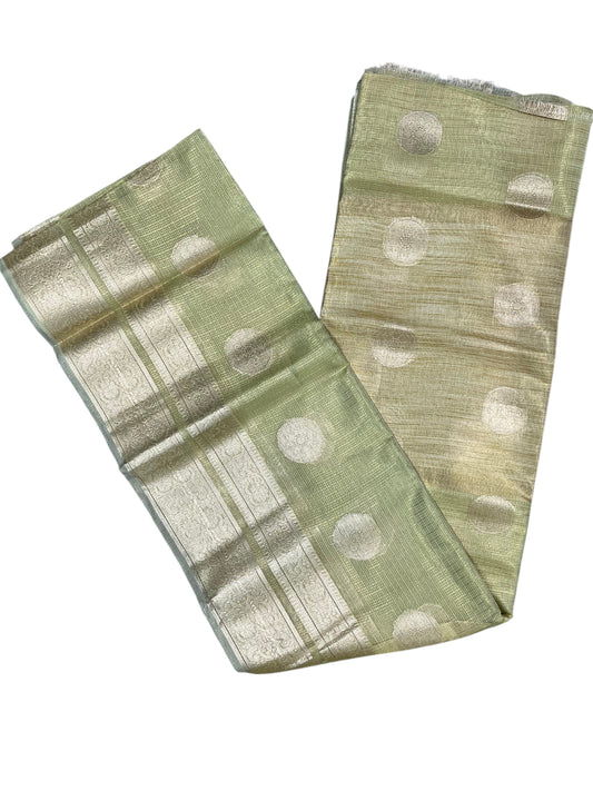 Southloom Tissue Silk Saree with Woven Work on Body and Borders Green