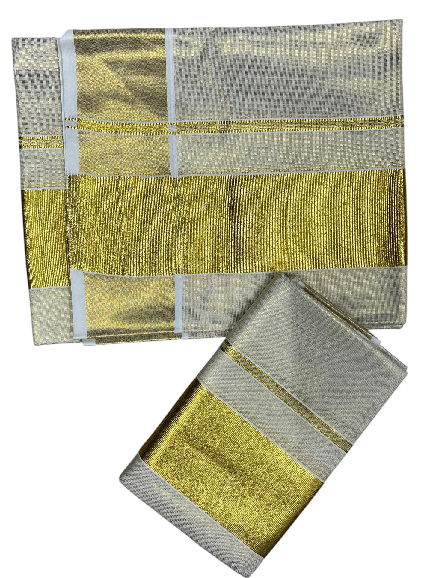 Southloom Kerala Tissue Single Set Mundu (Mundum Neriyathum) with  Kasavu Border 3 Inch SL336