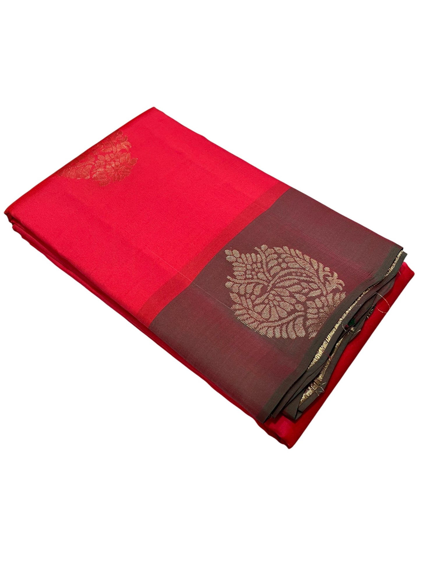Southloom Pure Handloom Kanchipuram Silk Saree with Butta Work (Red & Green)