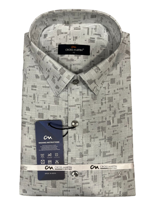 Southloom Pure Cotton Gray Printed Shirt (XL FS)
