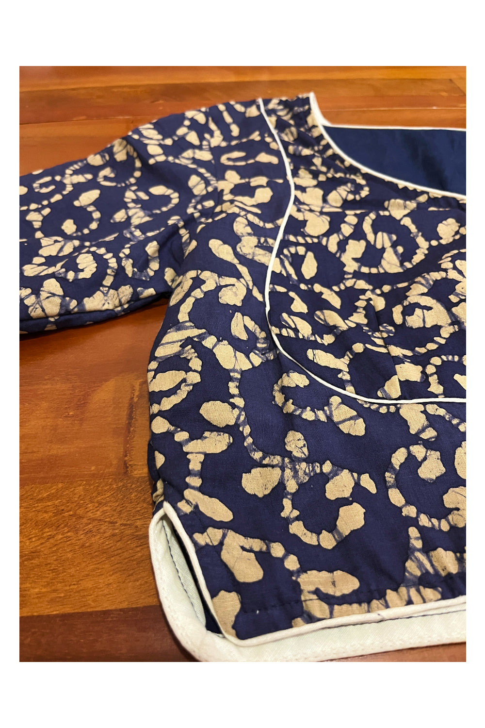 Southloom Navy Blue Printed Ready Made Blouse