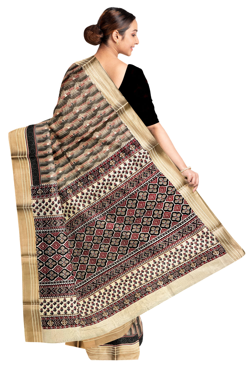 Southloom Grey Cotton Saree with Woven Patterns on Body