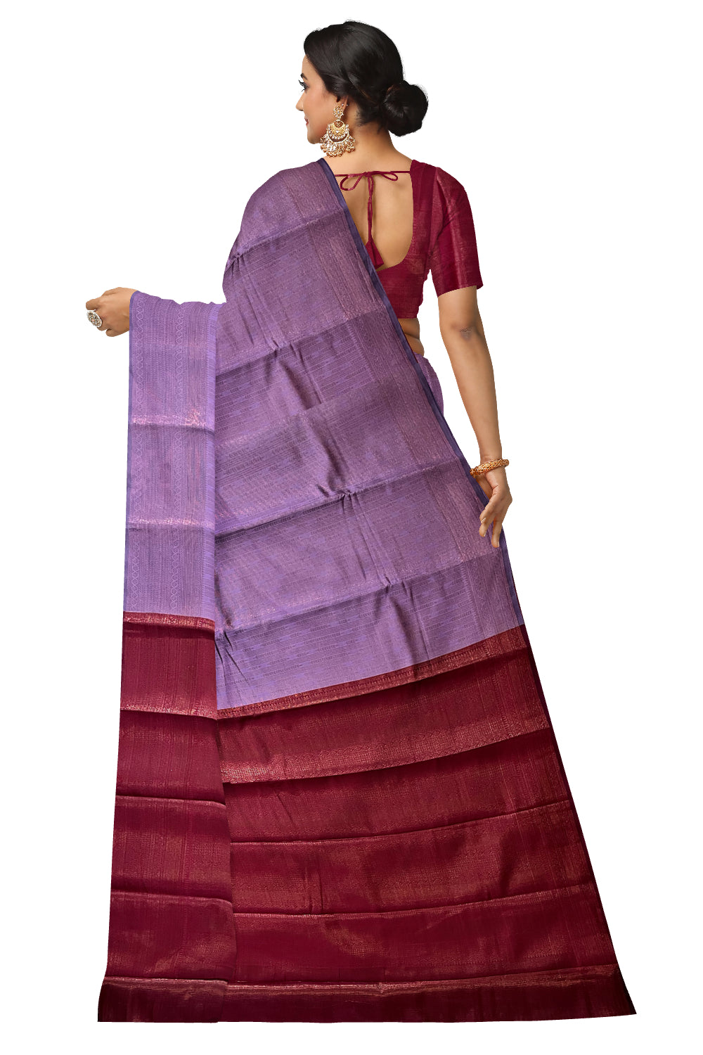 Southloom Art Silk Violet Designer Woven Saree with Maroon Pallu