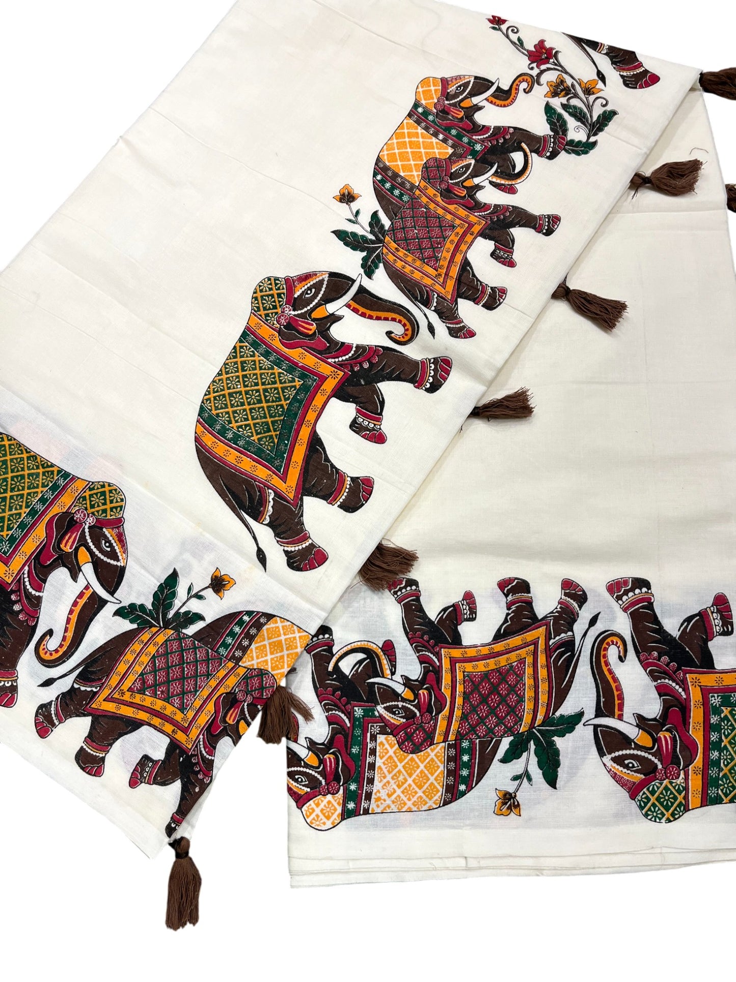 Southloom Kerala Cotton Saree with Elephant Design