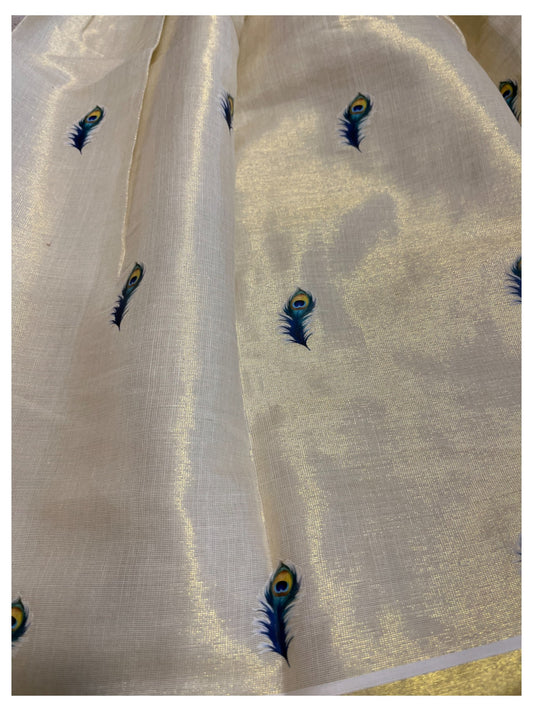 Southloom Kerala Tissue Kasavu Pavada Blouse  for Kids