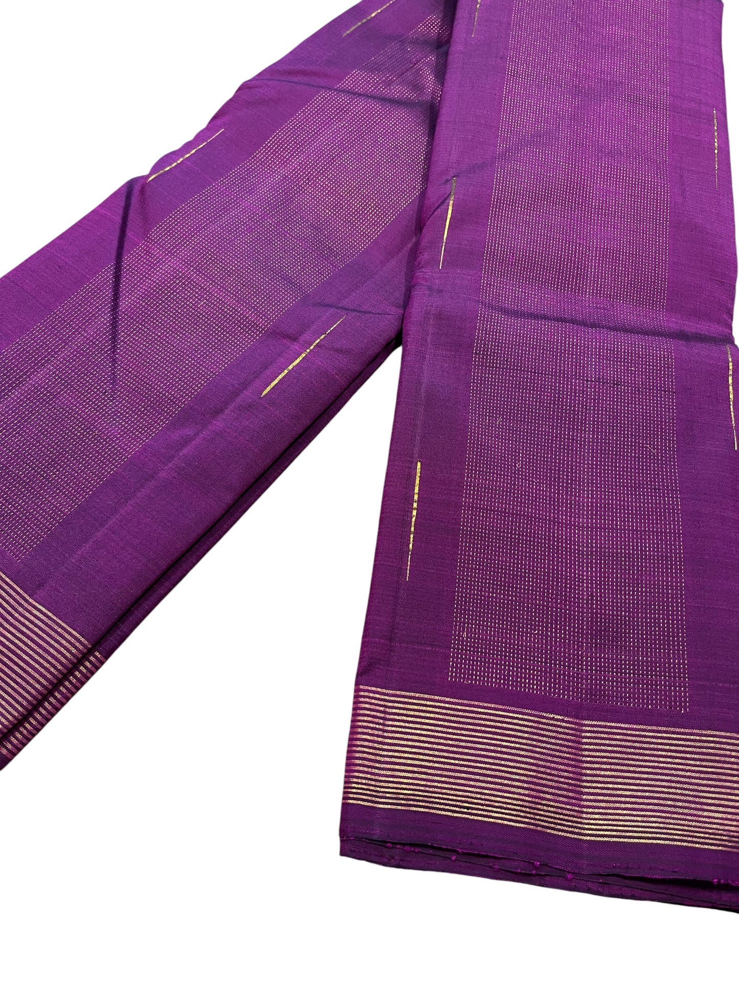 Southloom Pure Handloom Bridal Kanchipuram Silk Saree with Korvai Work (Violet)