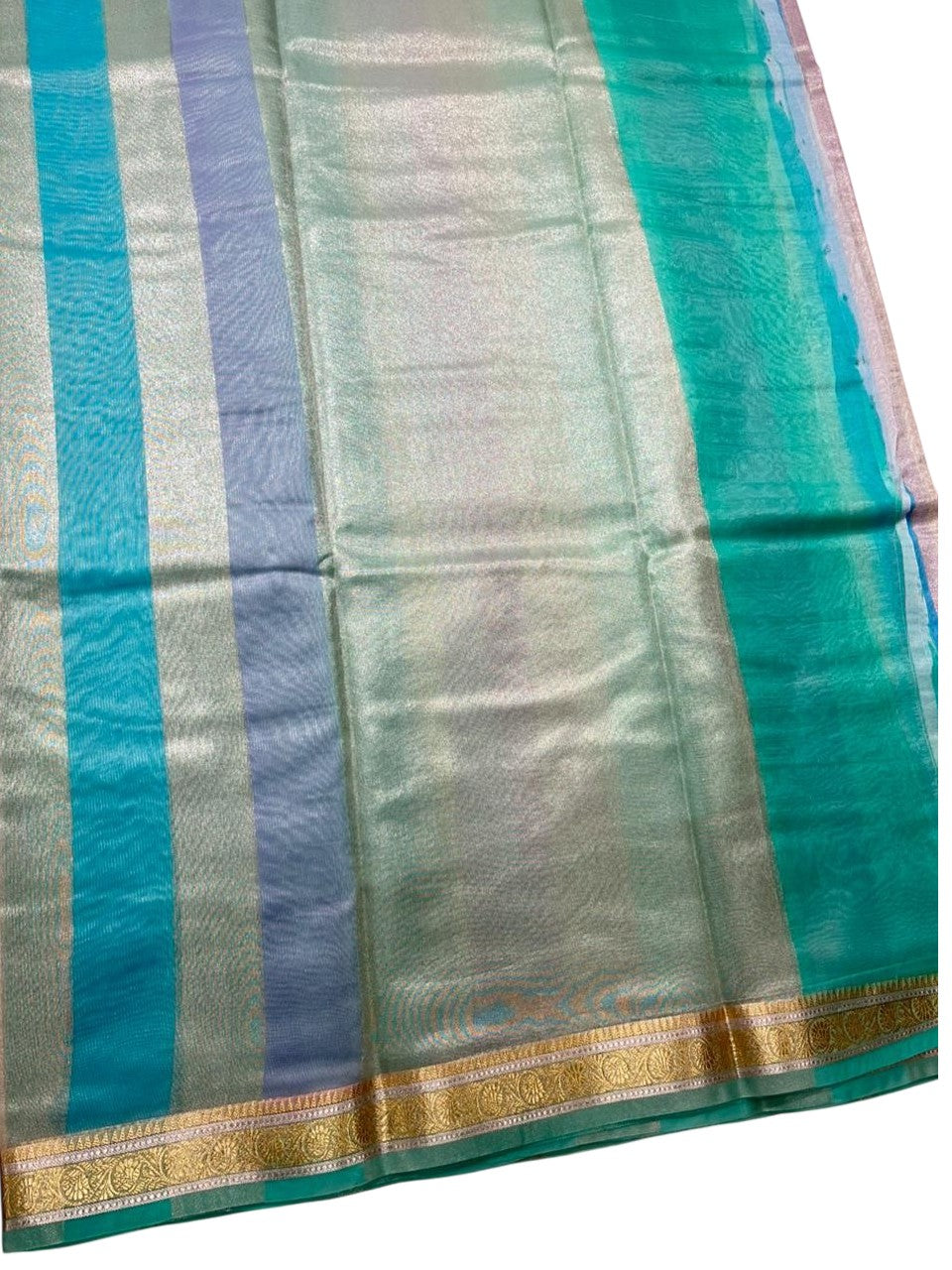 Southloom Tissue Organza Saree With Stripes Design in Multicolour SL353