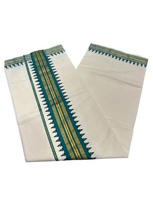 Southloom Cotton Kerala Kasavu Saree with Green Border