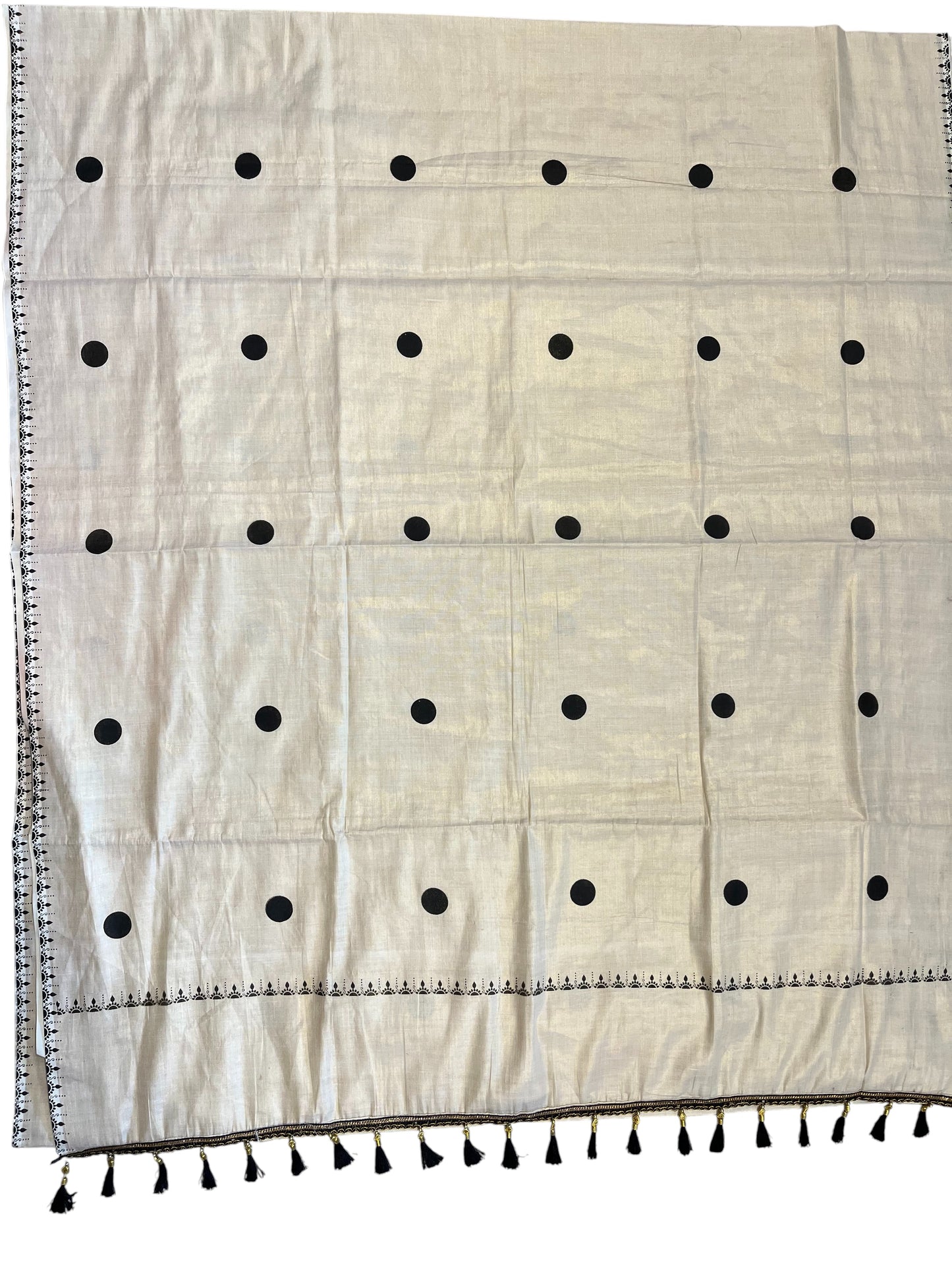 Southloom Kerala Tissue Kasavu Saree with Black Border And Tussles