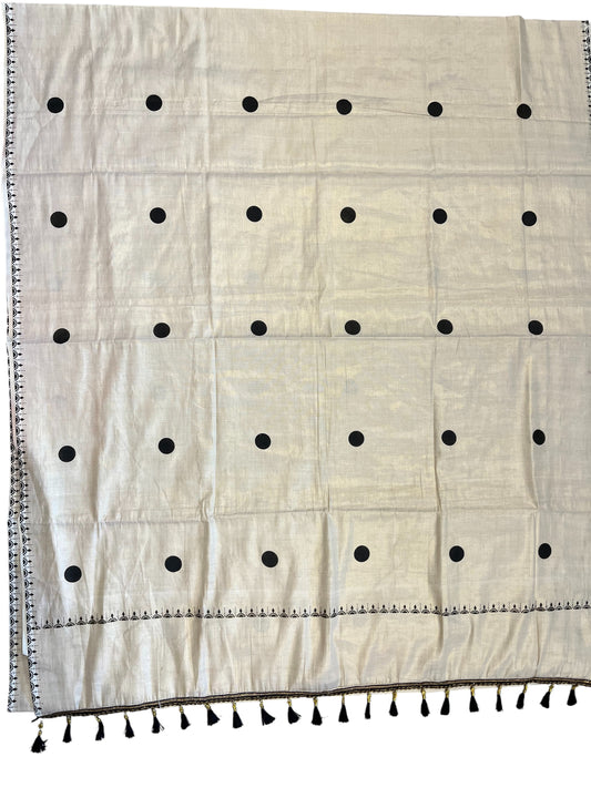 Southloom Kerala Tissue Kasavu Saree with Black Border And Tussles