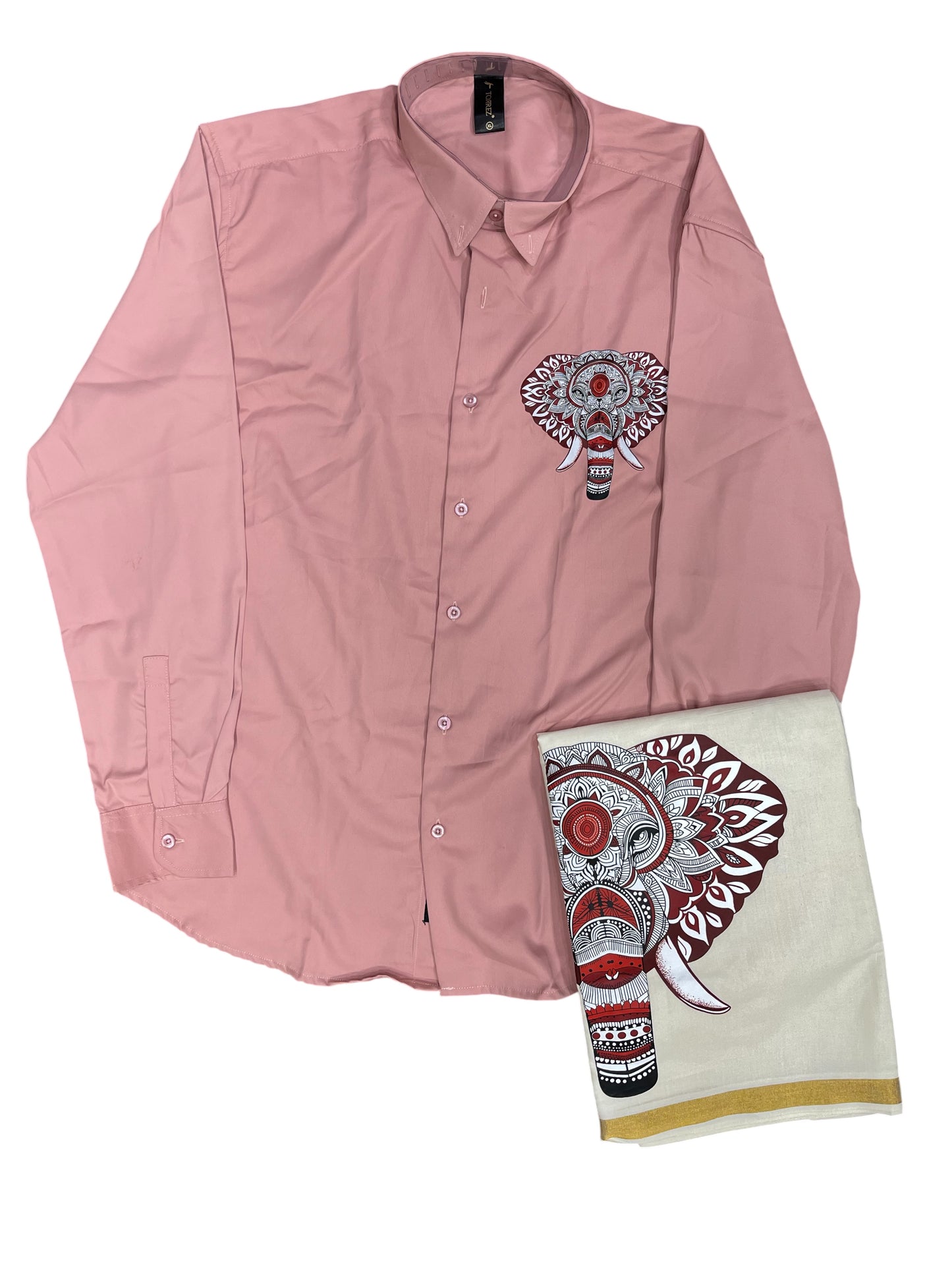 Southloom Stylish & Classy Budget Combo Pink Shirt + Mundu for Men