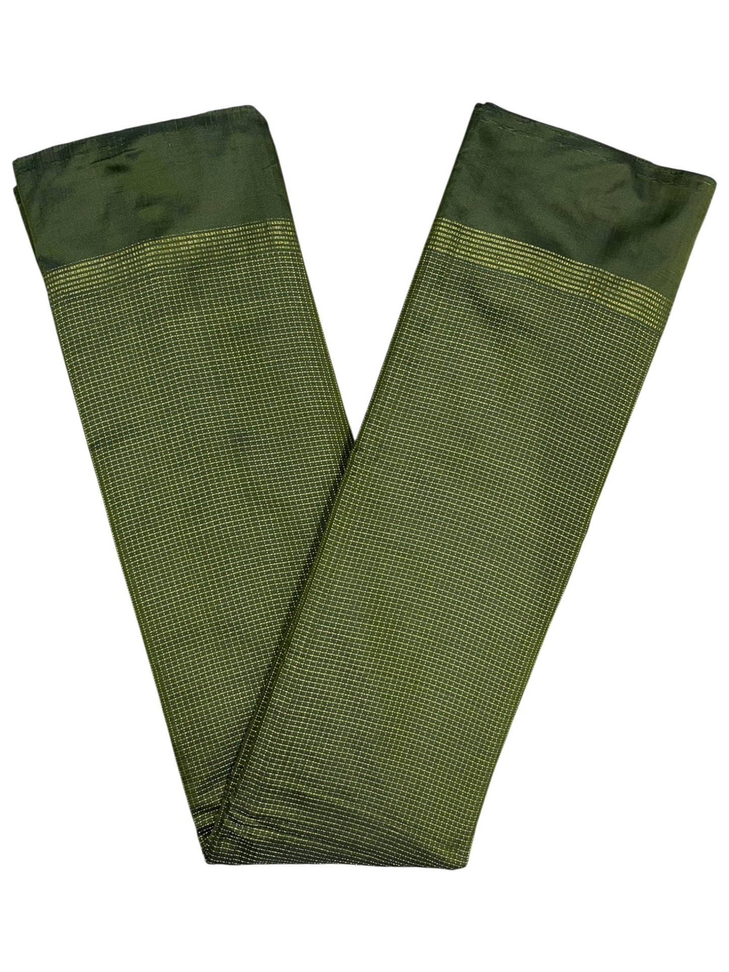 Southloom Semi Silk Saree with Micro Check on Body in Olive  Green