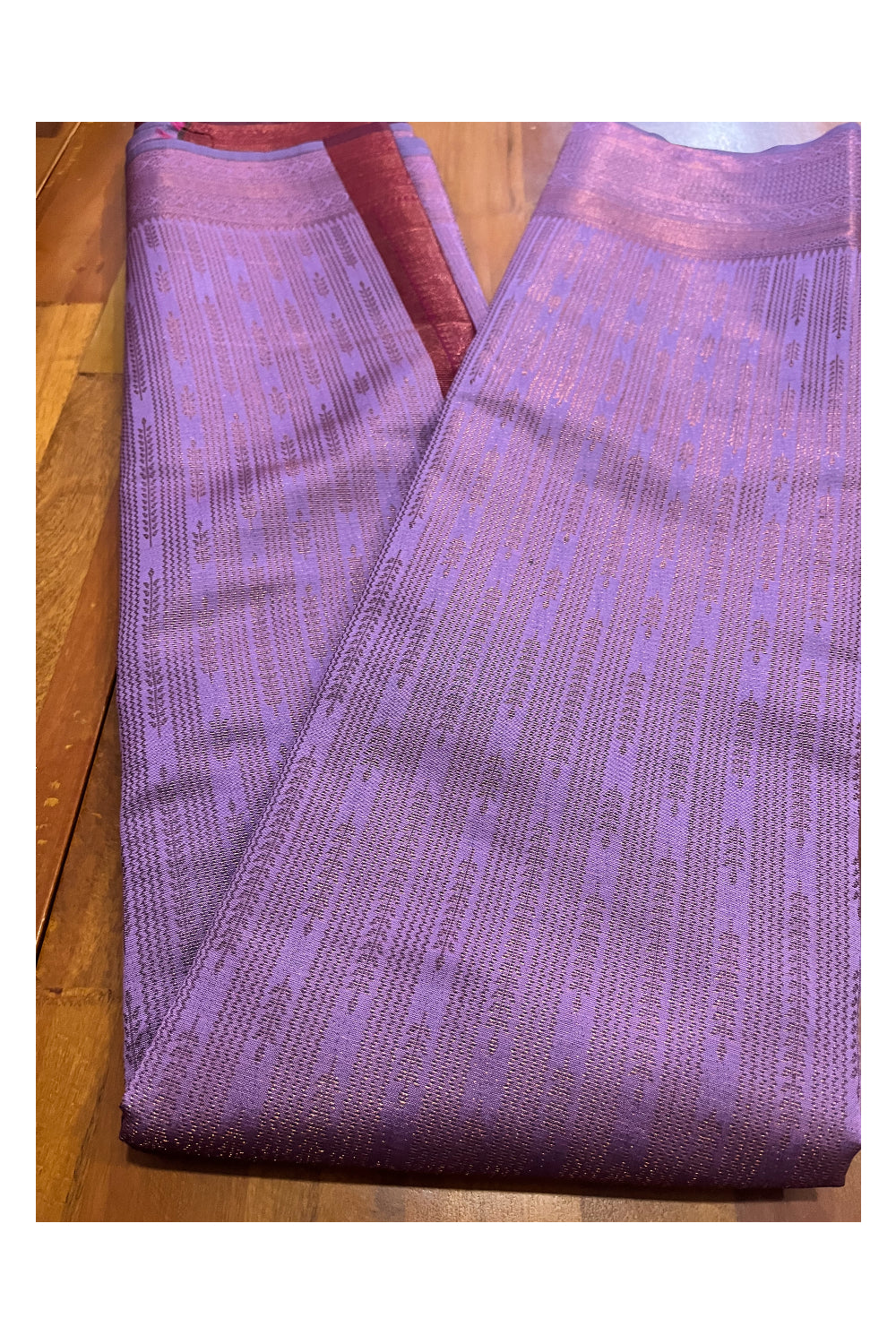 Southloom Art Silk Violet Designer Woven Saree with Maroon Pallu