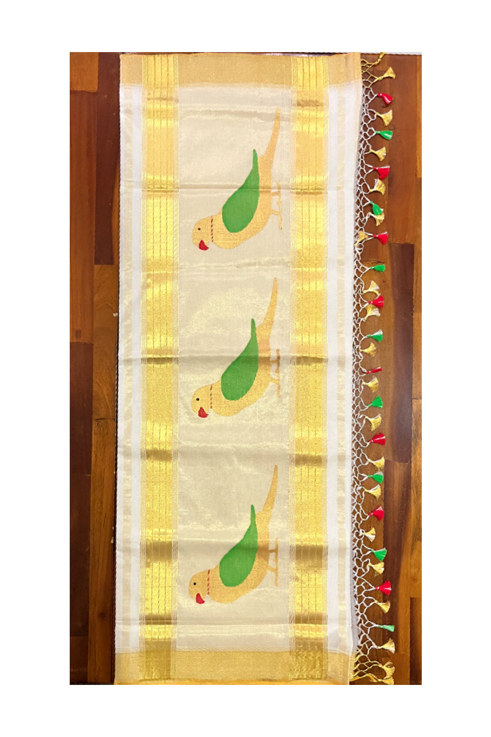 Southloom Original Balaramapuram Handloom Saree with Handwoven Parrot Design