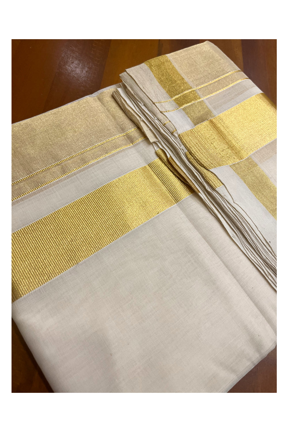 Southloom Premium Balaramapuram Handloom Wedding Mundu with Kasavu Woven Border (South Indian Kerala Dhoti)