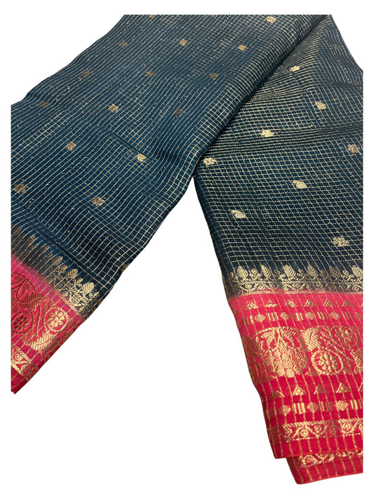 Southloom Banarasi Semi Silk Saree with Woven Work on Body (Green)