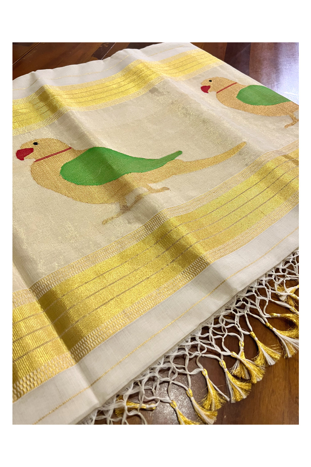 Southloom Original Balaramapuram Handloom Premium Saree with Handwoven Parrot Design