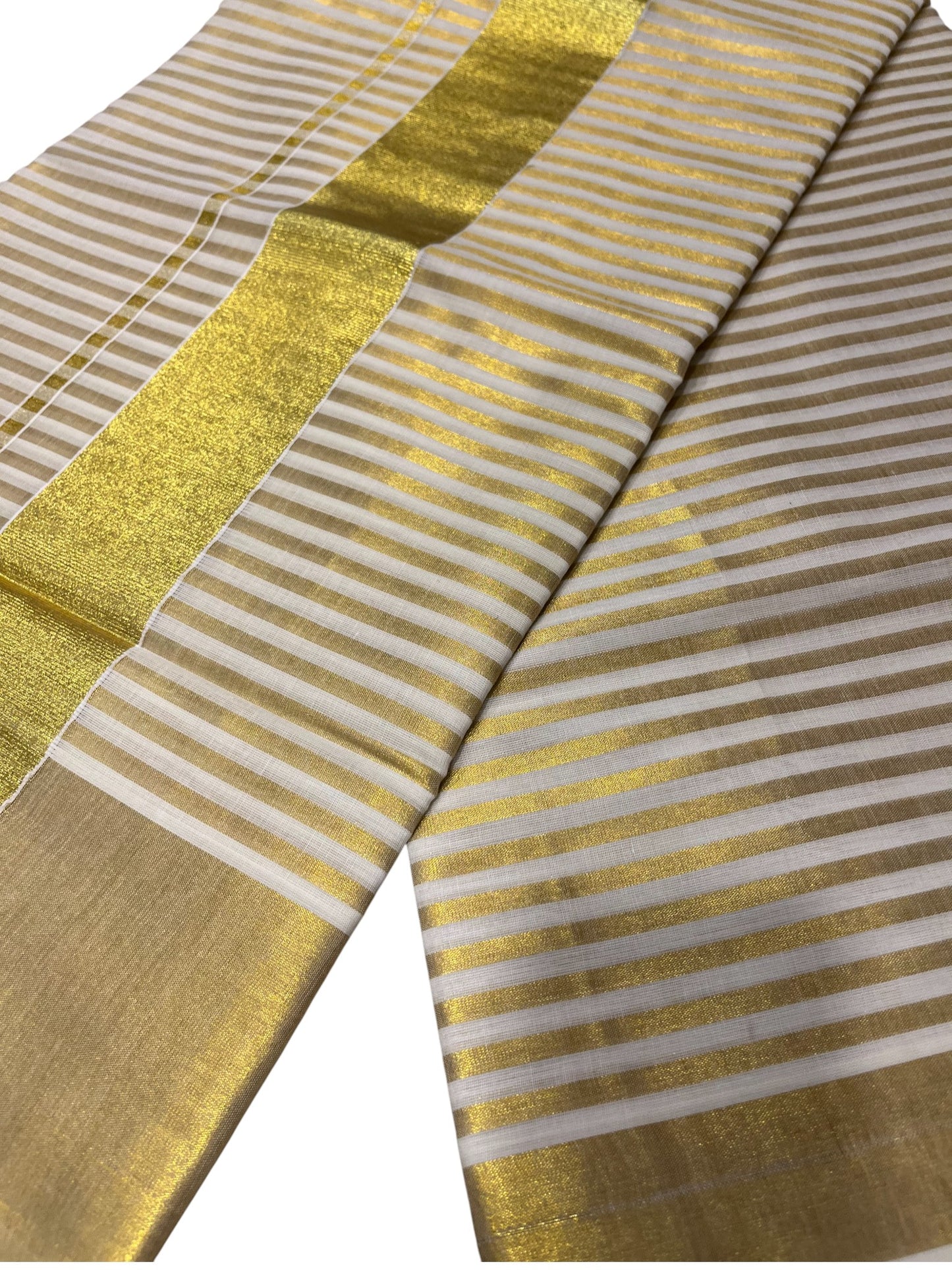 Southloom Kerala Cotton Kasavu Saree with Golden Stripes on Body