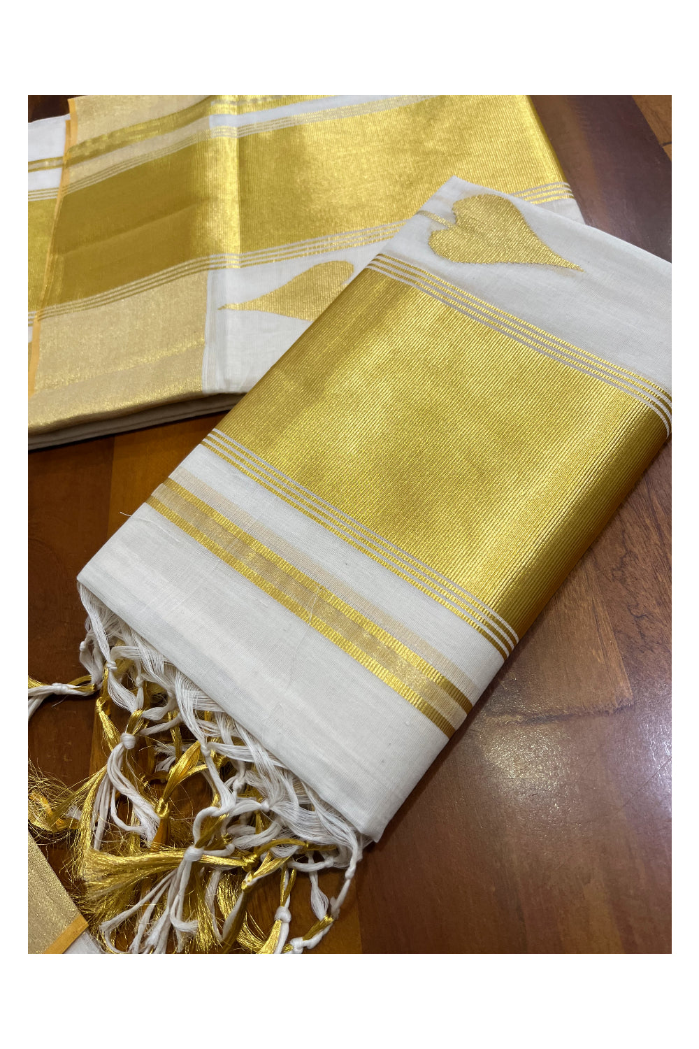 Southloom Super Premium Balaramapuram Handloom Pure Cotton Unakkupaavu Aalila Design Wedding Pudava Set Mundu 2.80 Mtrs