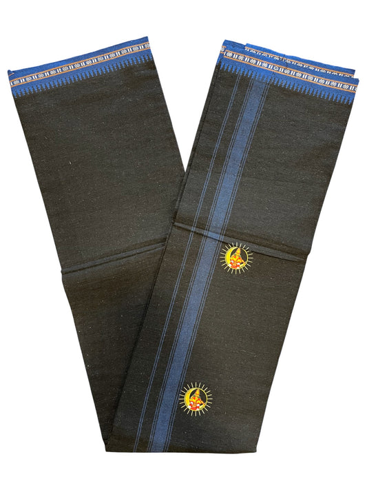 Southloom Black Printed Ayyapan Single Mundu / Otta Mundu  (South Indian Kerala Dhoti)
