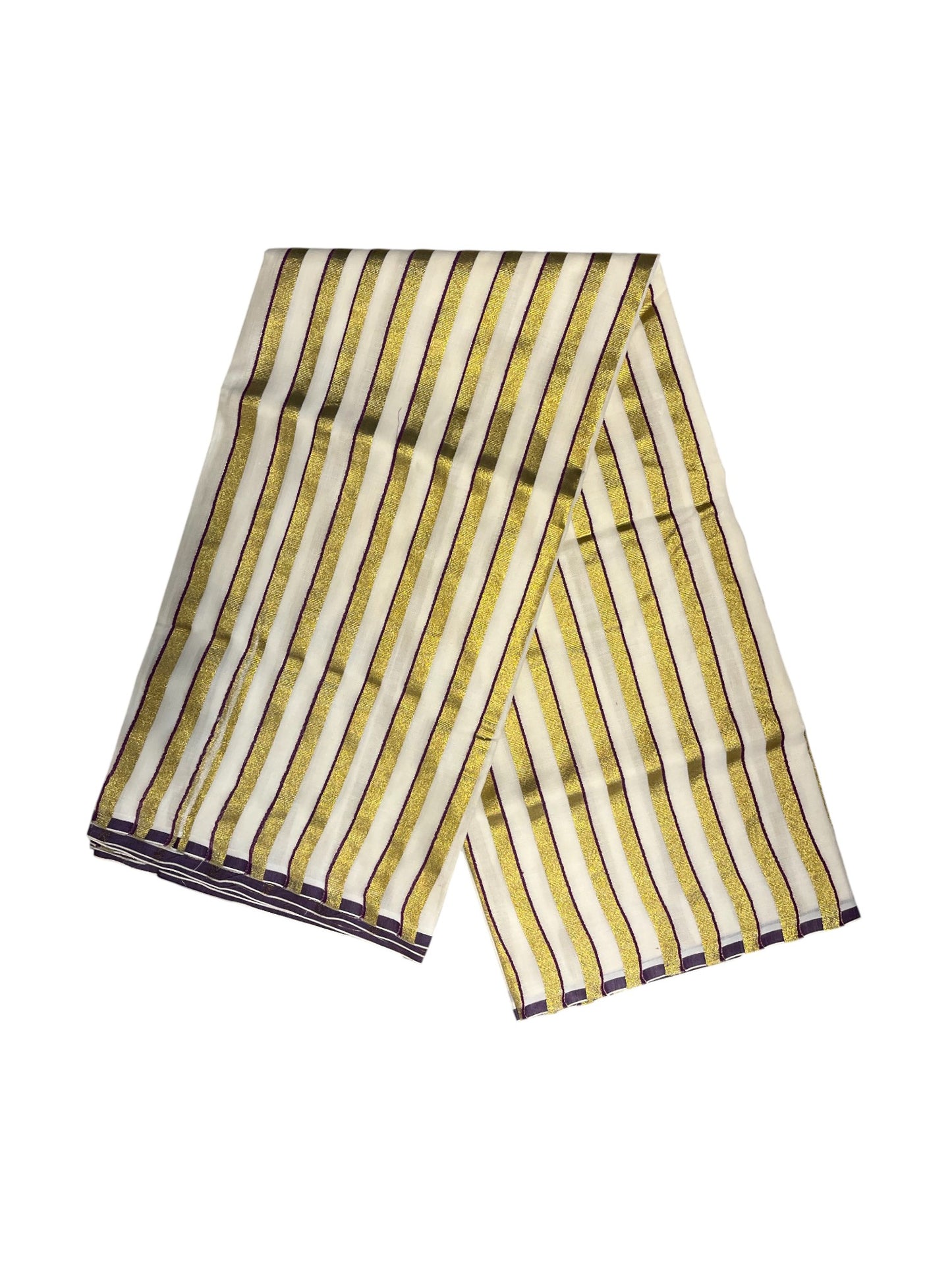 Southloom Puliyilakkara Purple and Gold Kasavu Kerala Saree with Woven Blouse