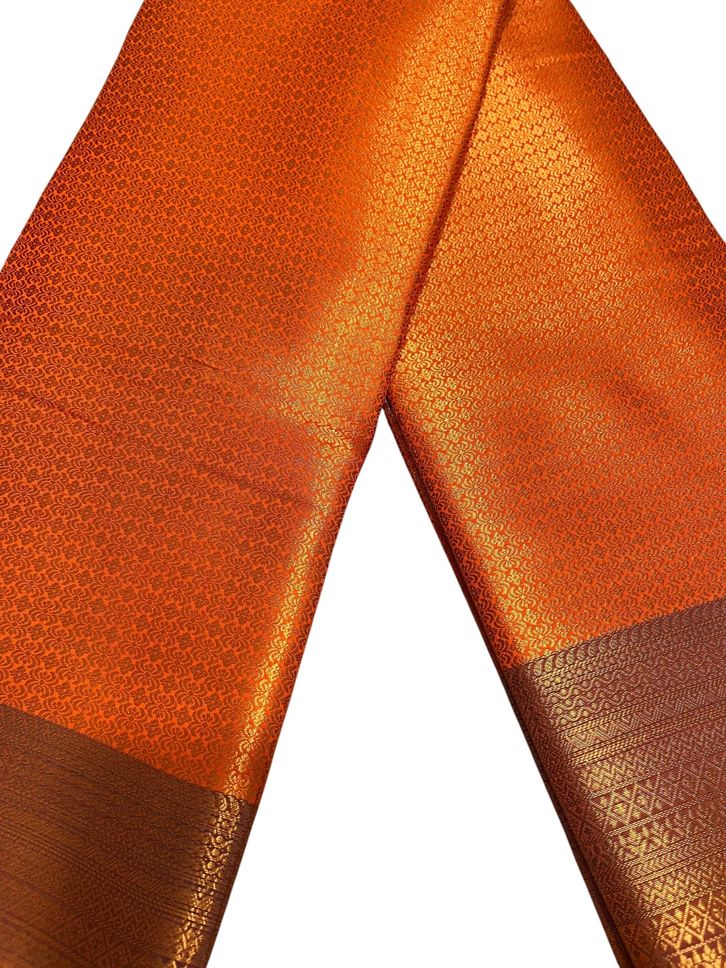 Southloom Premium Semi Silk Zari Work Brocade Saree in Bridal Orange with Matching Pallu