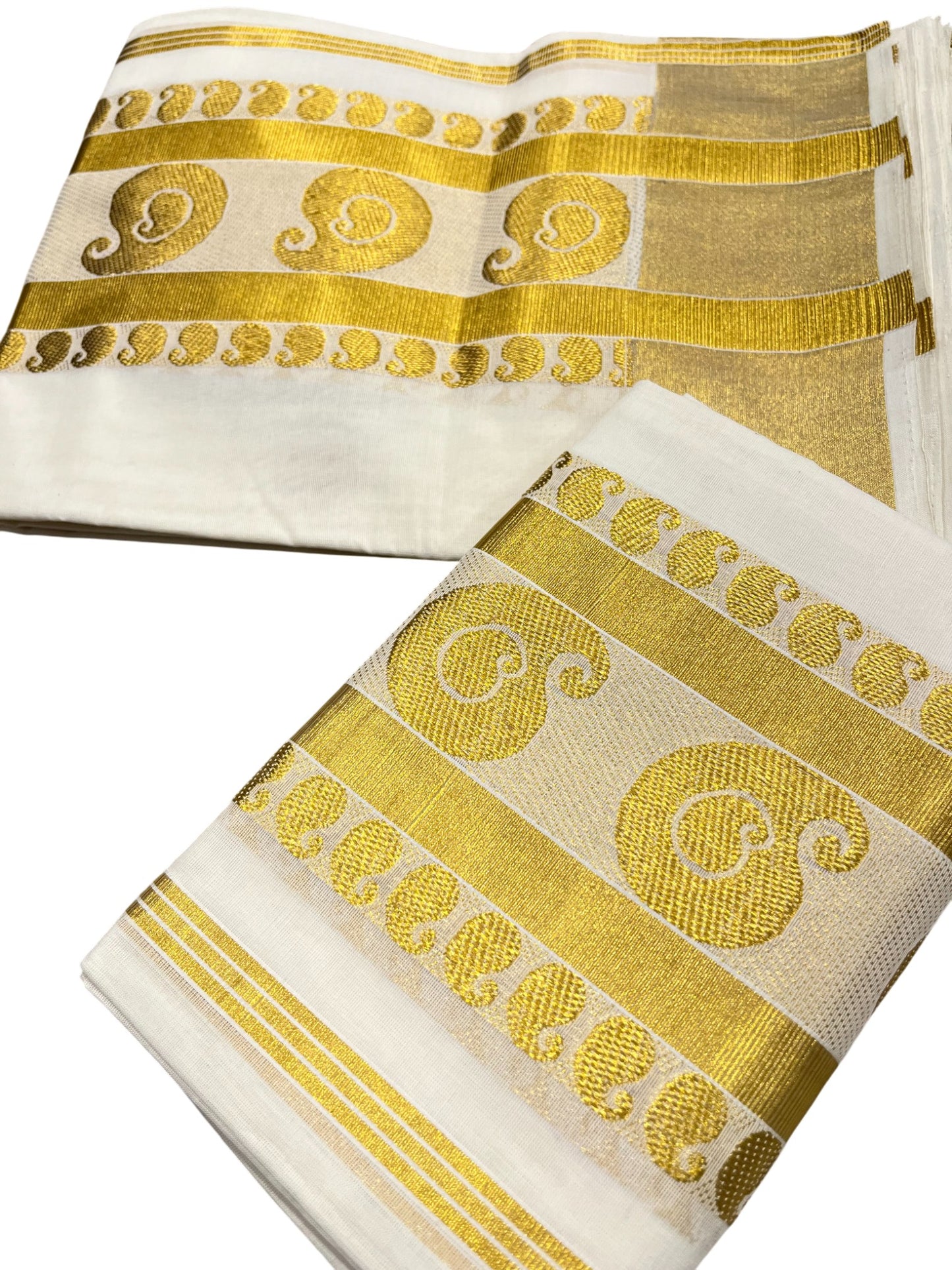 Southloom Premium Handloom Set Mundu with Kasavu and Golden Border (2.80 Mtr)