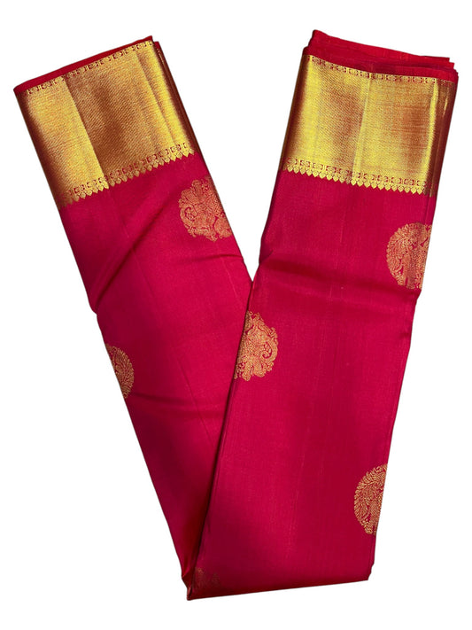 Southloom Premium Bridal Handloom Kanchipuram Silk Saree With Butta Works (Red)