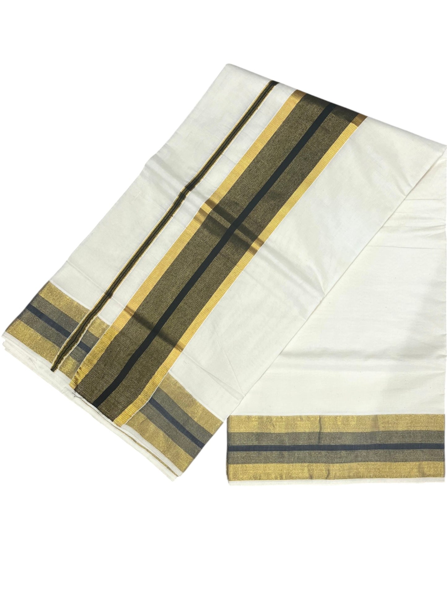 Southloom Kerala Pure Cotton Plain Saree with Kasavu and Black Border