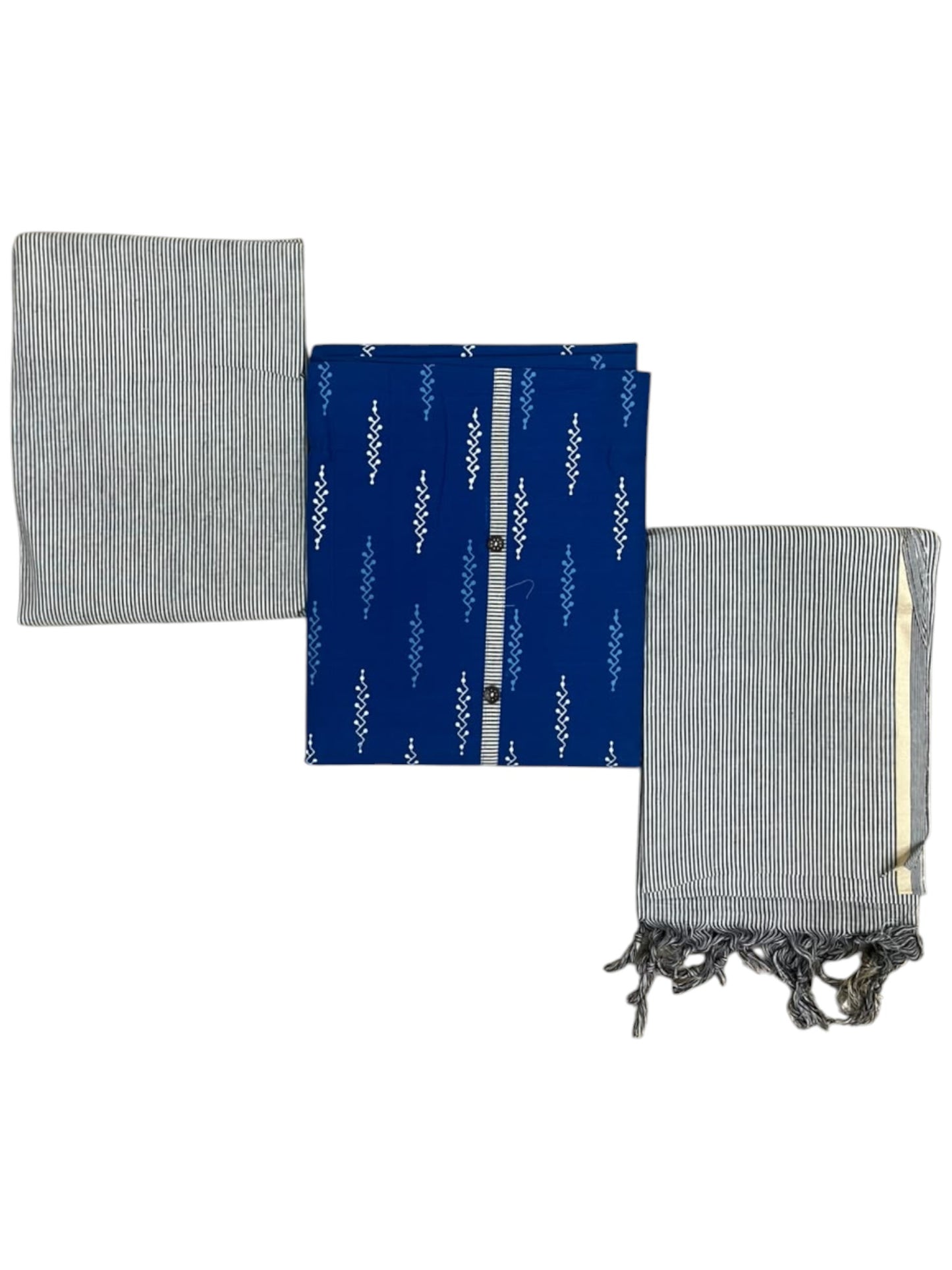 Southloom™ Cotton  3 Piece Blue Salwar Material with Woven  Work