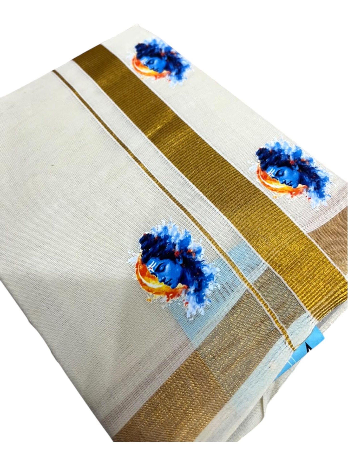Southloom Cotton Kasavu Printed Kids's Velcro Mundu SLK