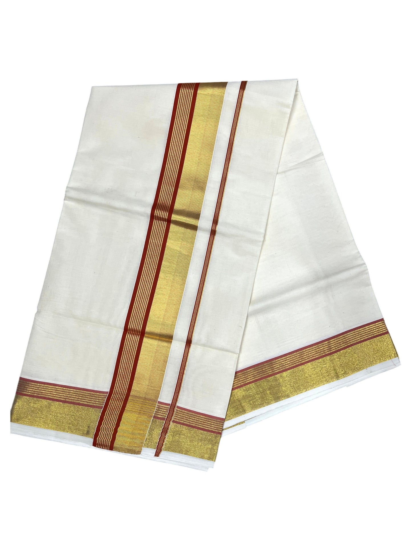 Southloom Pure Cotton Kerala Saree with Kasavu and Orange Border