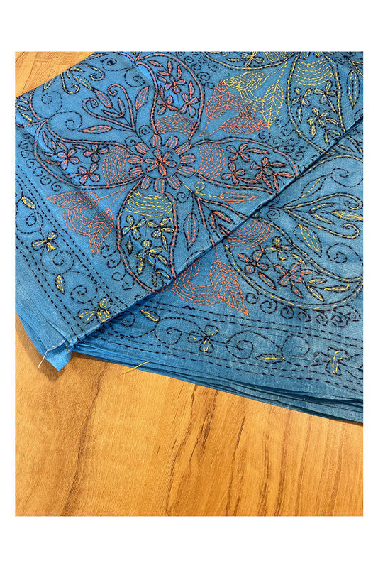 Southloom Kantha Thread Work Designer Blue Saree