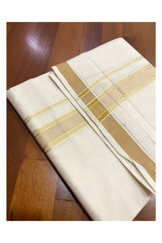 Kerala Cotton Double Mundu with Yellow and Kasavu Border (Onam Mundu 2023)