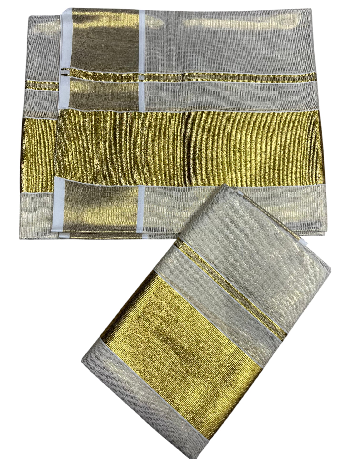 Southloom Kerala Tissue Single Set Mundu (Mundum Neriyathum) with  Kasavu Border 3 Inch SL336