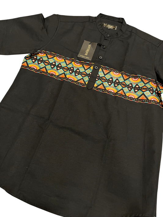 Southloom Black Short Cotton Kurta Shirt for Men