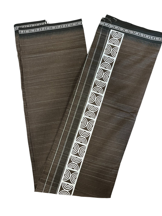 Southloom Brown Printed Single Mundu / Otta Mundu / Lungi (South Indian Kerala Dhoti)