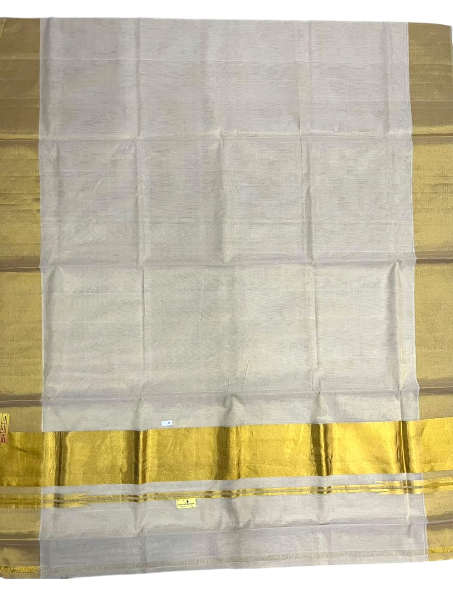 Southloom Super Premium Balaramapuram Handloom Tissue Saree Chutti Kara with Gold Kasavu and Gold Border In 5 Inch