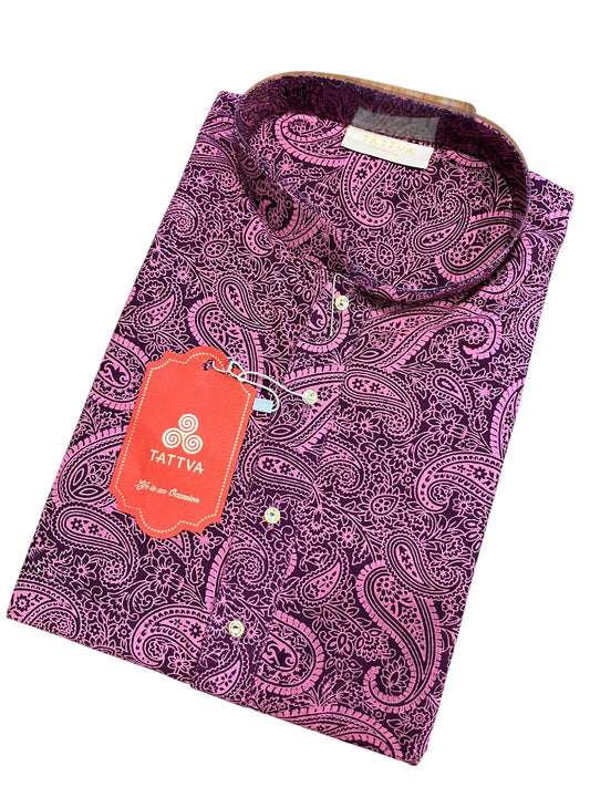 Southloom Semi Silk Short Kurta for Men in Purple Colour