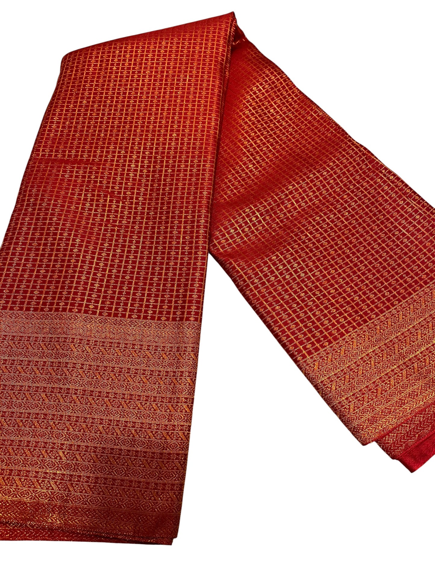 Southloom Premium Semi Silk Zari Work Brocade Saree in Bridal Red with Matching Pallu