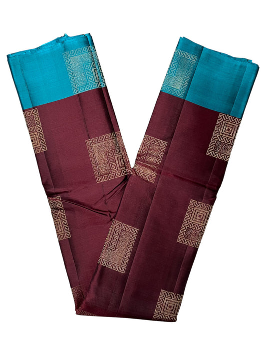 Southloom Pure Handloom Kanchipuram Silk Saree with Butta Work (Blue & Maroon )