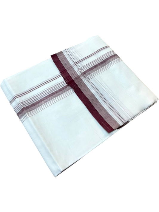 Southloom Pure Cotton Mundu with Maroon Border (South Indian Kerala Dhoti)