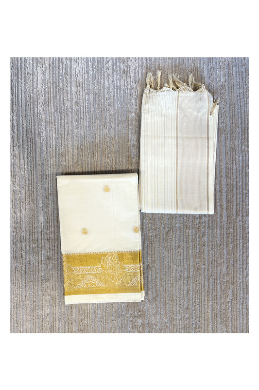 Southloom™ Cotton Churidar Salwar Suit Material with Gold woven Work (include Lines Shawl / Dupatta)