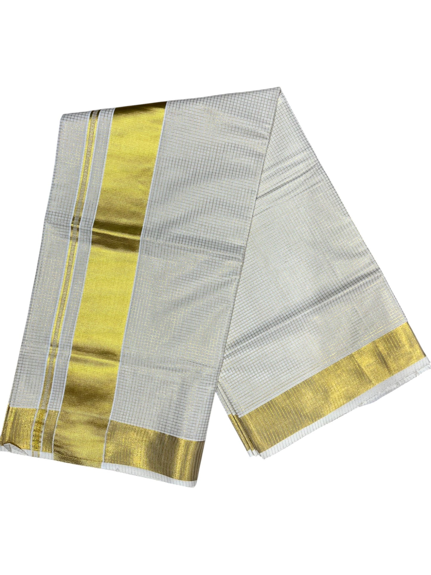 Southloom Kerala Cotton Kasavu Saree with Micro Check on Body