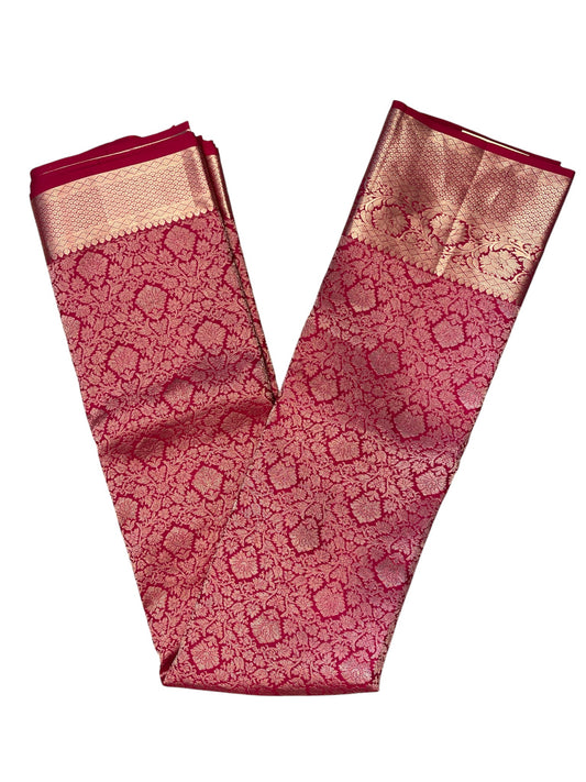 Southloom Premium Handloom Bridal Kanchipuram Silk Saree with Korvai Work (Red)