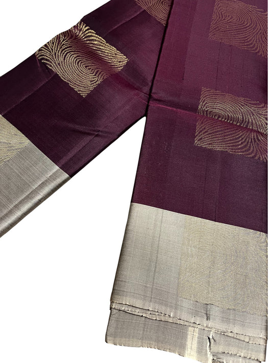 Southloom Pure Handloom Kanchipuram Silk Saree with Butta Work(Maroon & Grey)