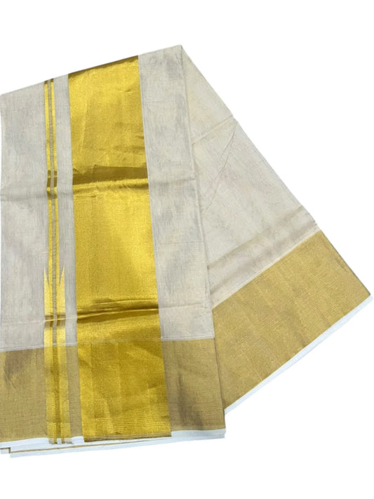 Southloom Super Premium Balaramapuram Handloom Tissue Saree Chutti Kara with Gold Kasavu and Gold Border In 5 Inch