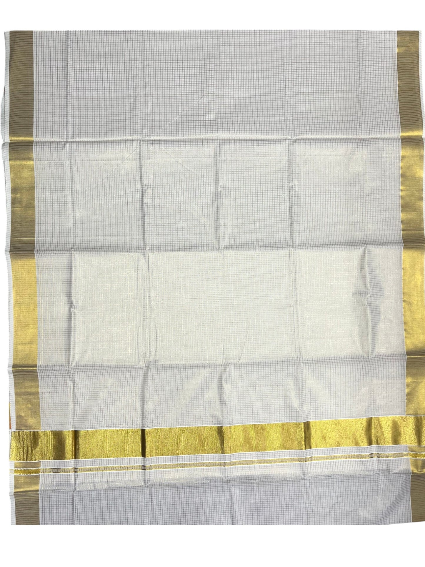 Southloom Kerala Cotton Kasavu Saree with Micro Check on Body