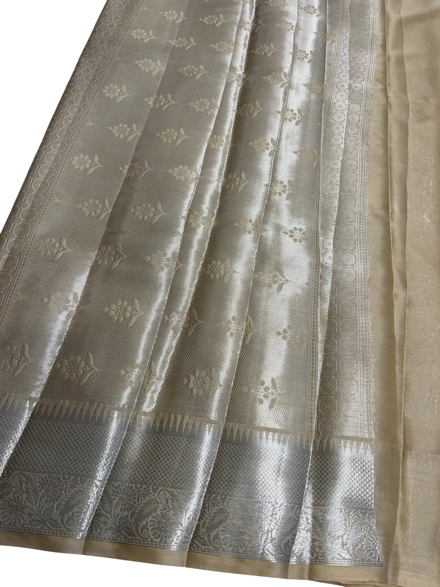 Southloom Tissue Silk Saree with Woven Work on Body and Borders (Golden & Yellow)