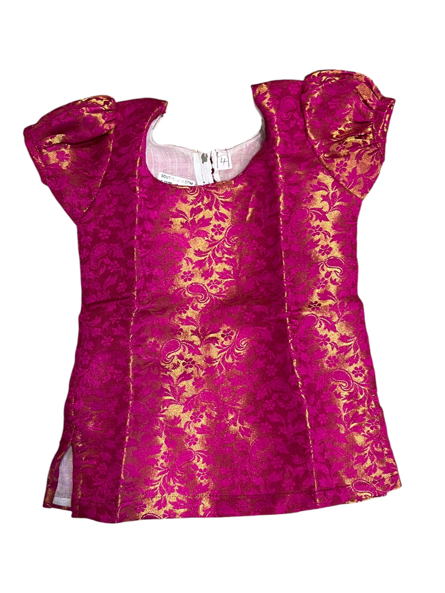 Southloom Kerala Tissue Kasavu Pavada Blouse  for Kids